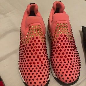 Pinko shoe Pink with different color pink rhinestones all over them